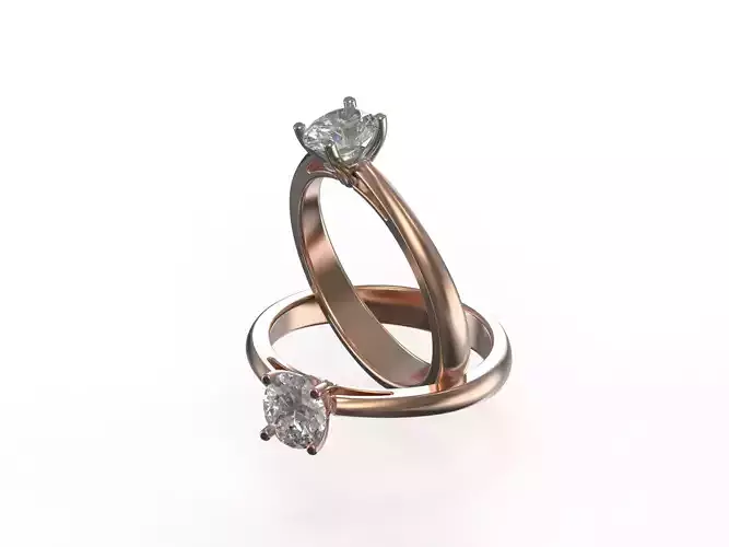 Two Tone Oval Solitaire Ring 3D Model STL 3DM in 10 sizes