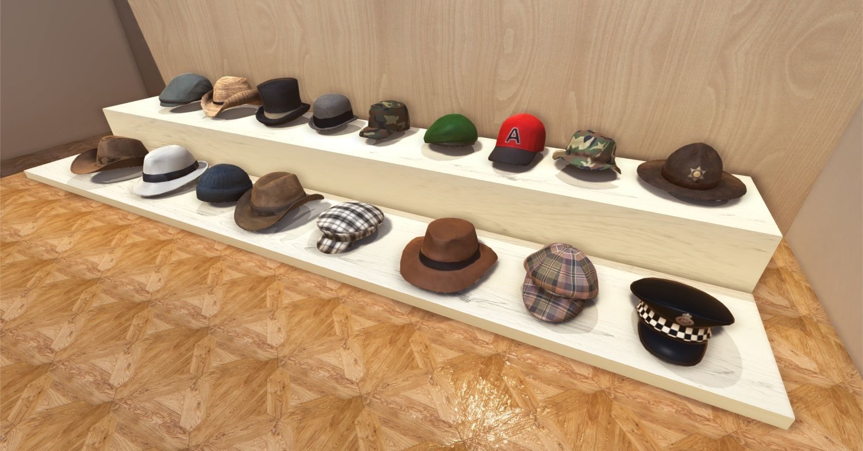 Hats Collection game ready Low-poly 3D model_2