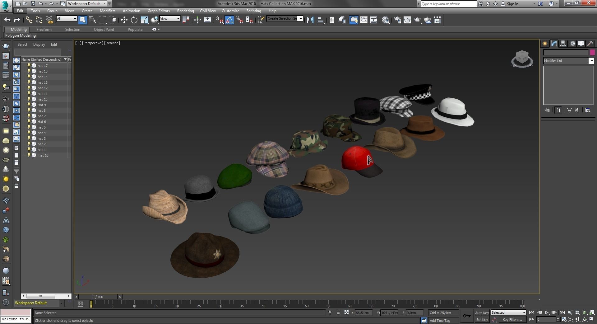 Hats Collection game ready Low-poly 3D model_7