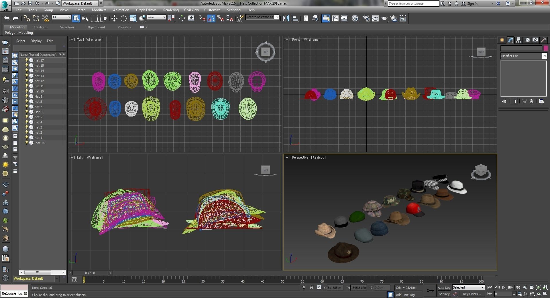 Hats Collection game ready Low-poly 3D model_6