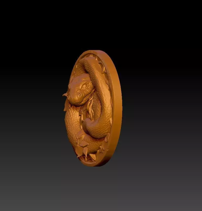 Coiled Snake Medallion 3D Model 3D print model_5