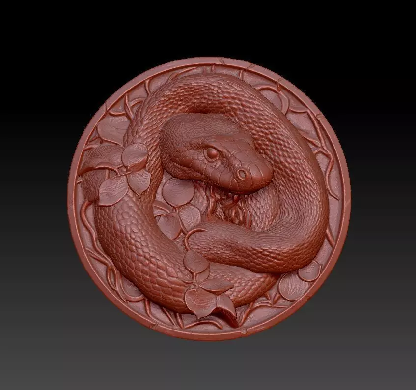 Coiled Snake Medallion 3D Model 3D print model_1