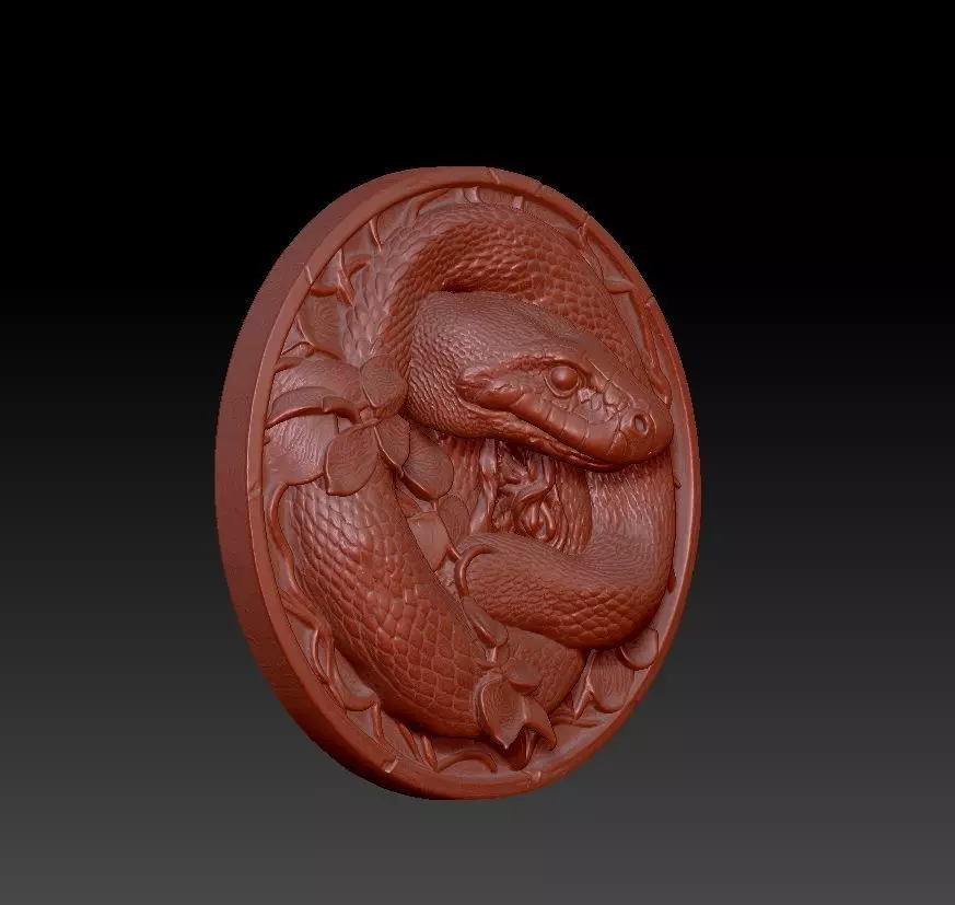 Coiled Snake Medallion 3D Model 3D print model_2