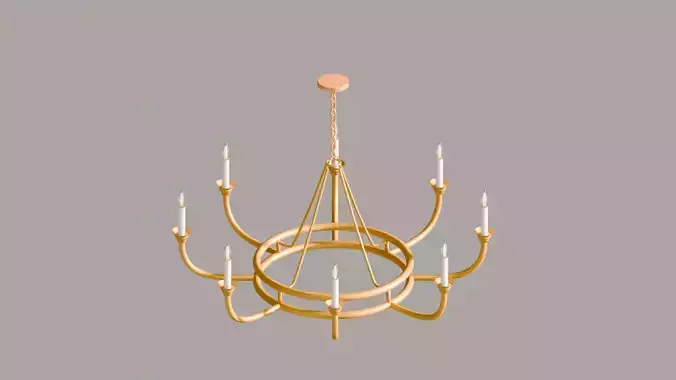 Stylized Gold Candle Chandelier 