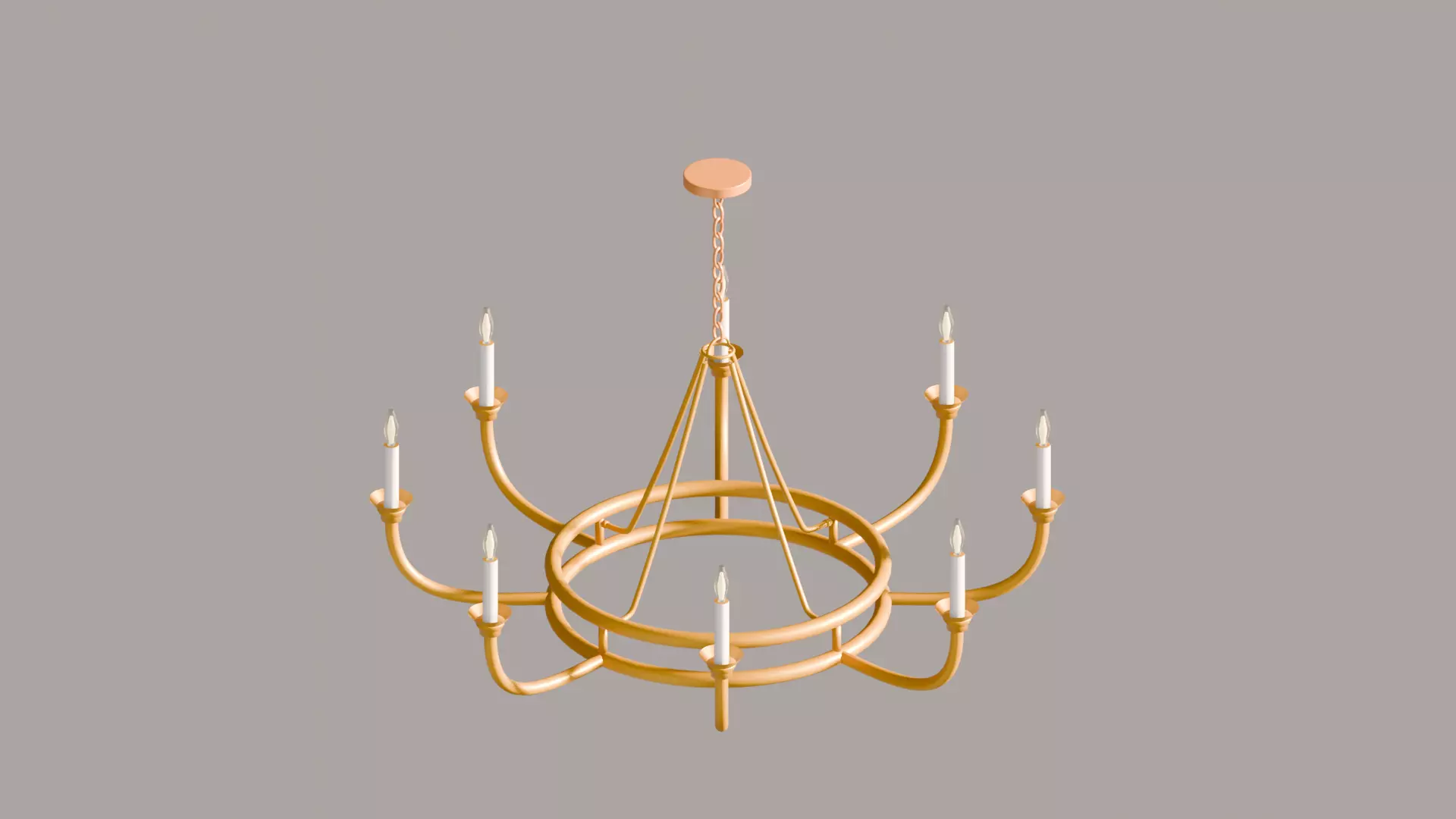 Stylized Gold Candle Chandelier Low-poly 3D model