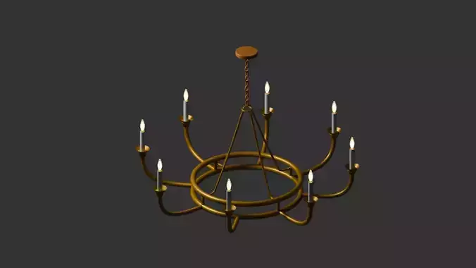Stylized Gold Candle Chandelier 