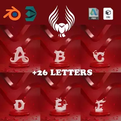 Flowing letters 3D model