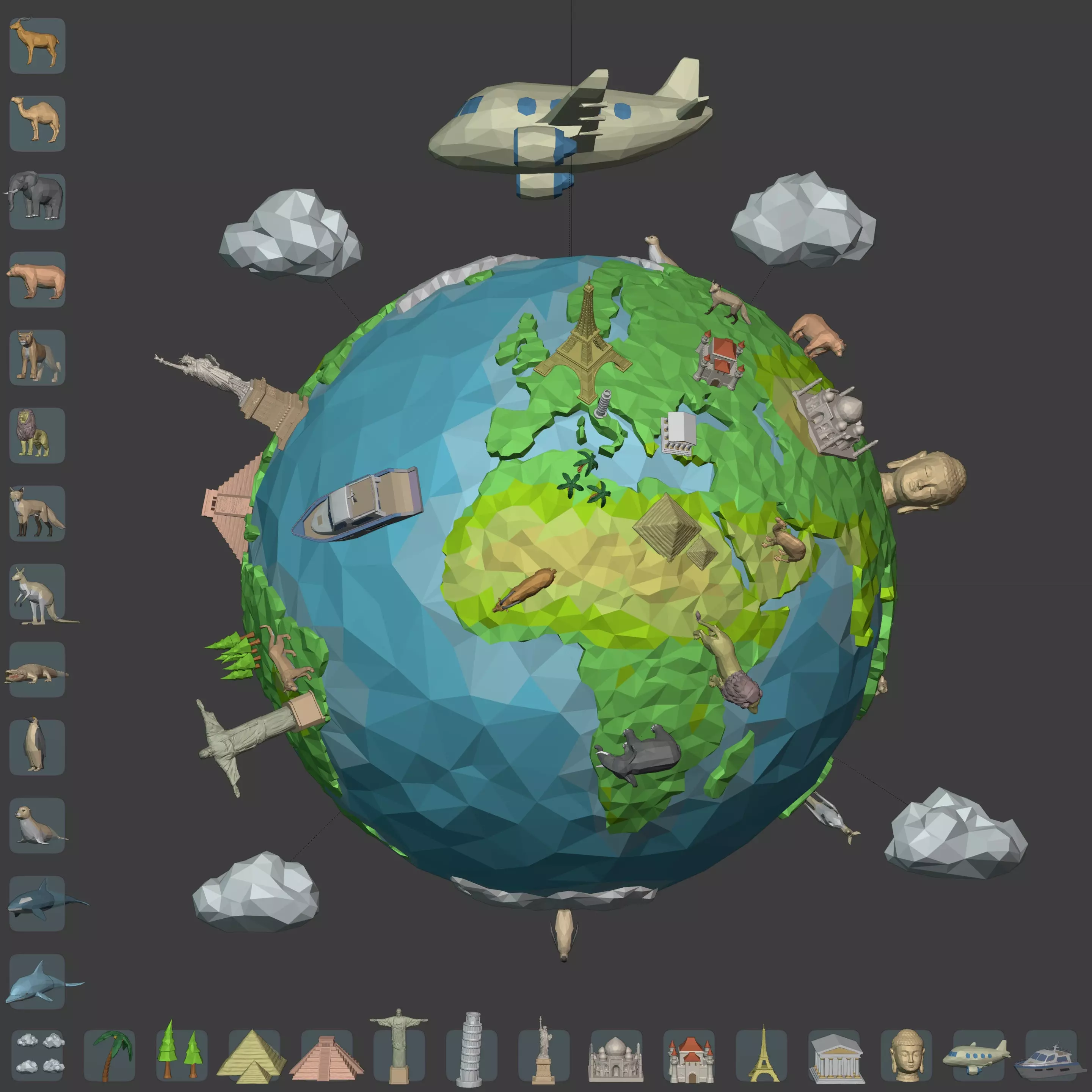 Planet Low-poly 3D model_1