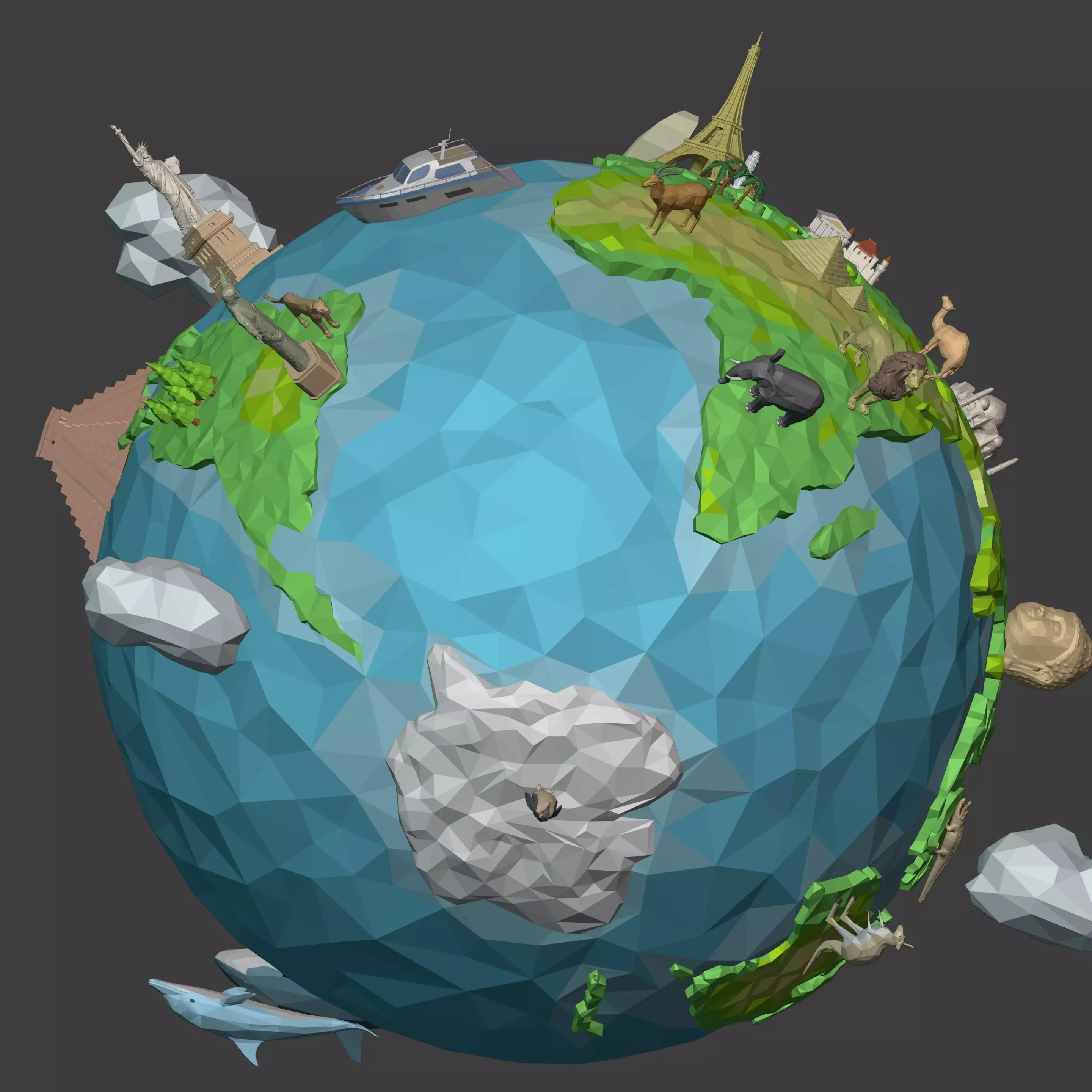 Planet Low-poly 3D model_4