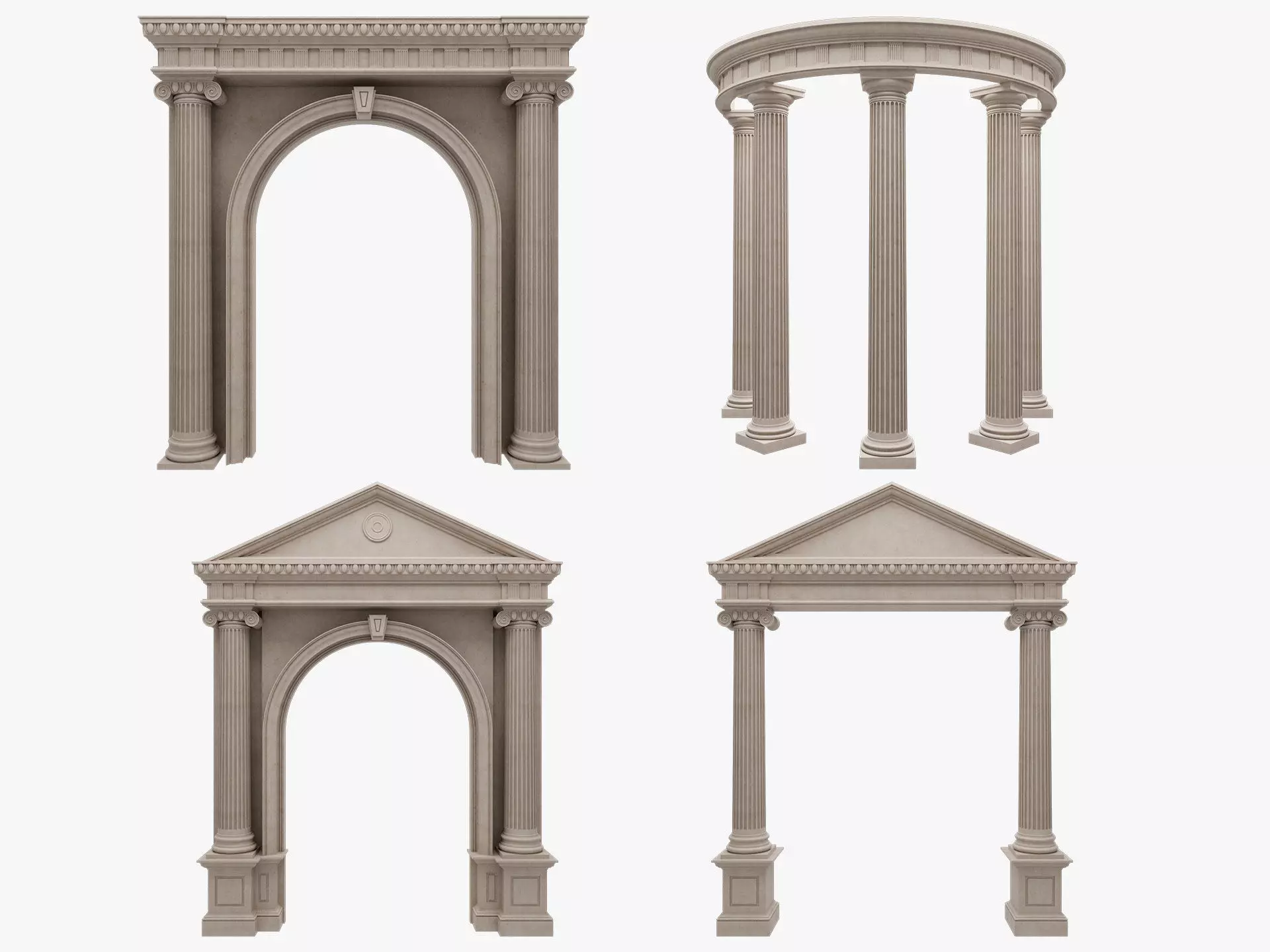 Arched facade columns doorway pilaster 3D model_5