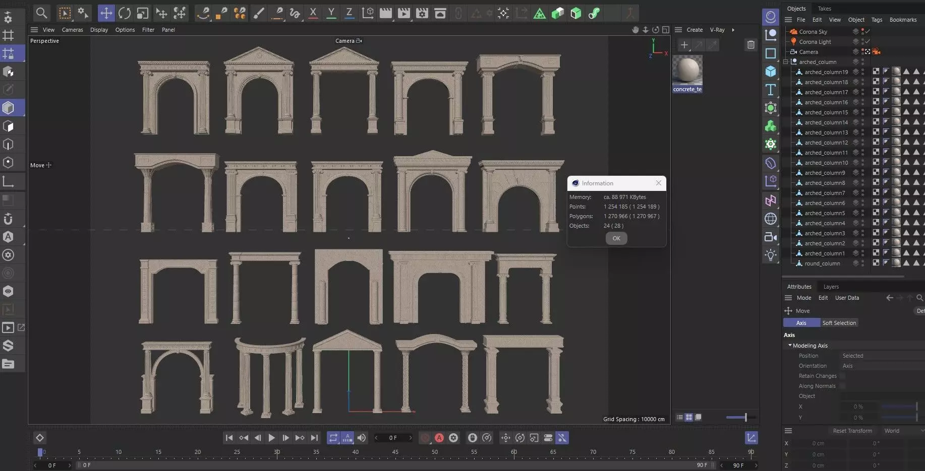 Arched facade columns doorway pilaster 3D model_29