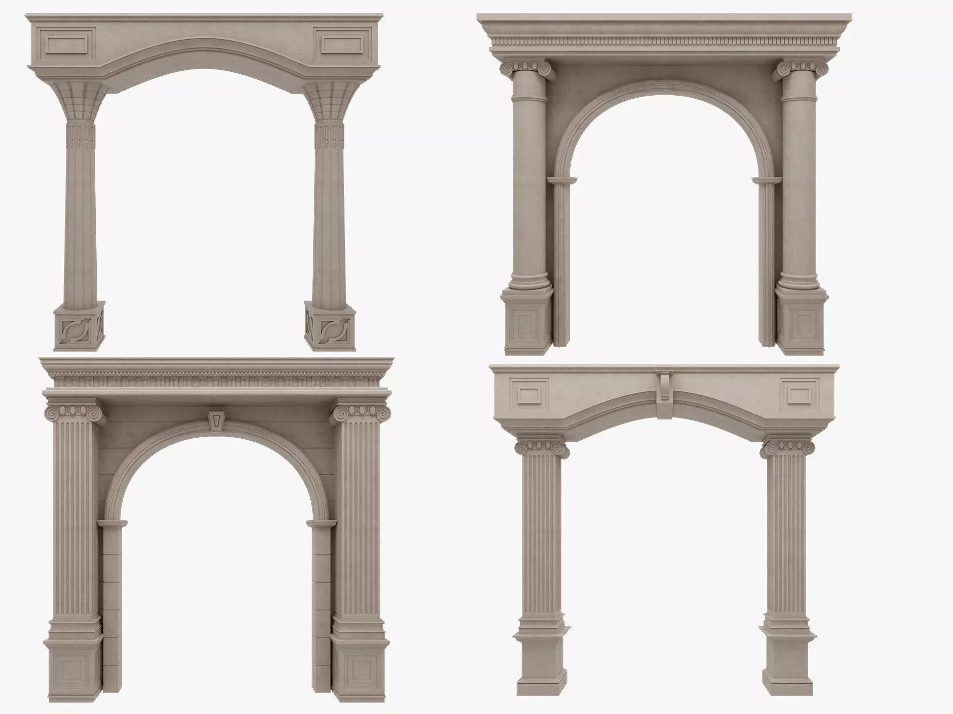 Arched facade columns doorway pilaster 3D model_4