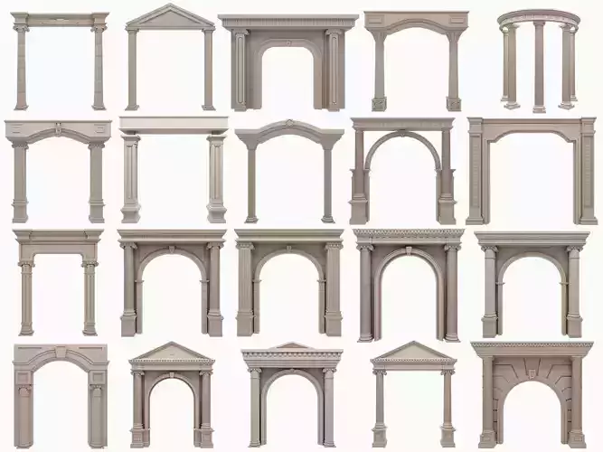 Arched facade columns doorway pilaster 3D model