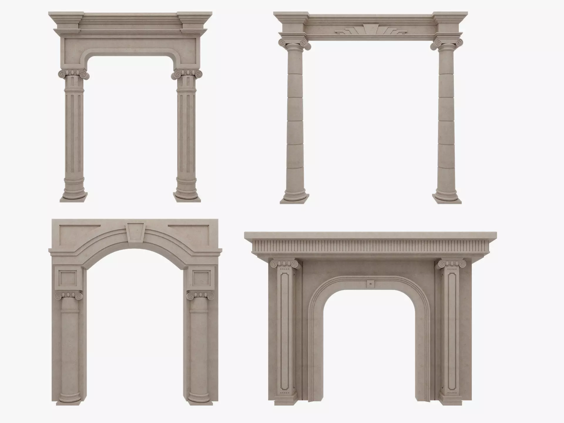 Arched facade columns doorway pilaster 3D model_7