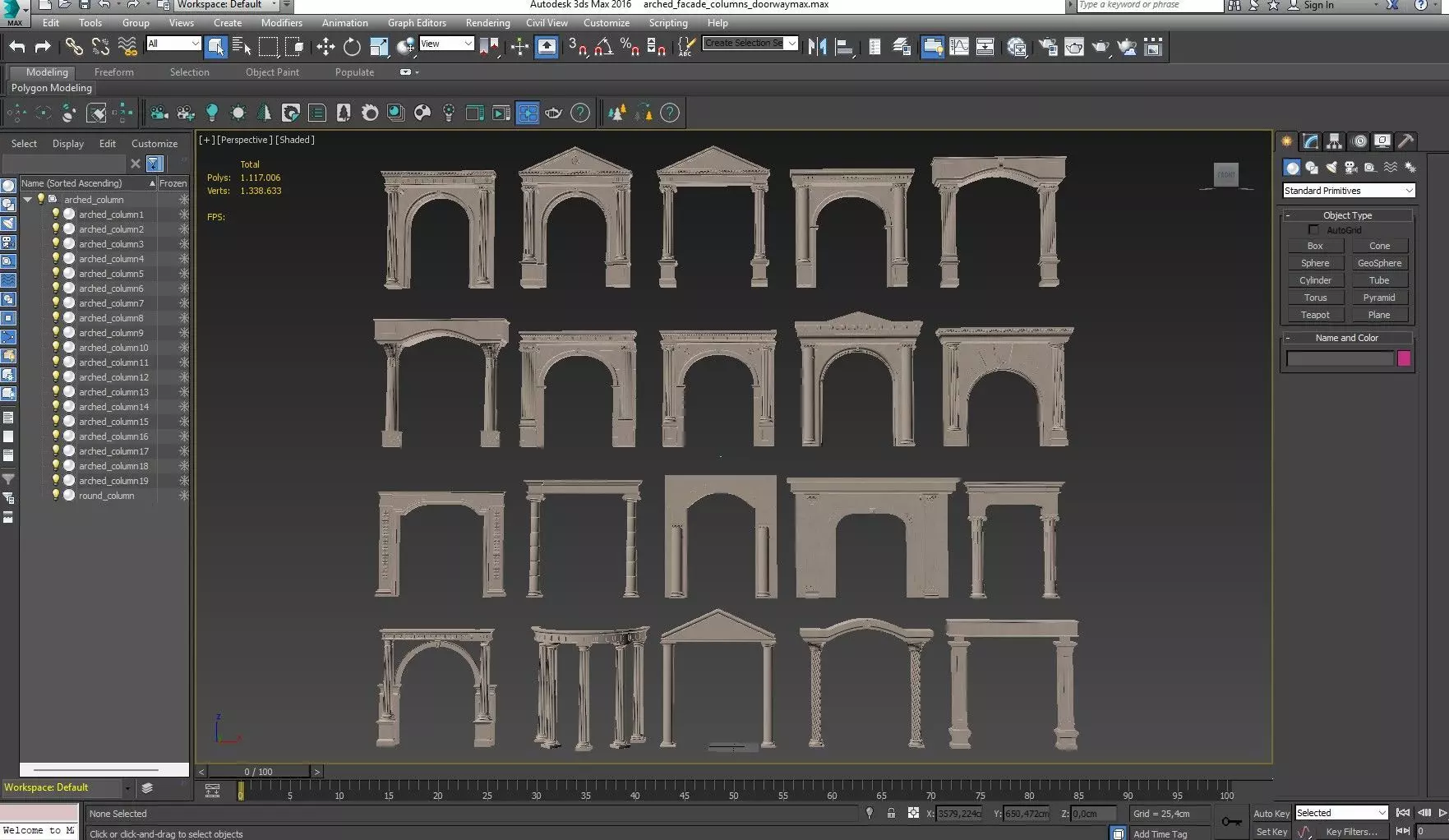 Arched facade columns doorway pilaster 3D model_31