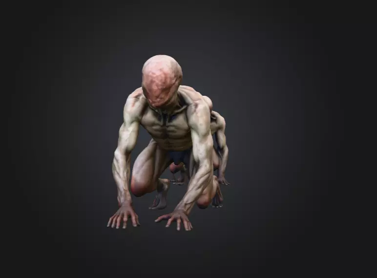 Crawling Mutant Low-poly 3D model_2