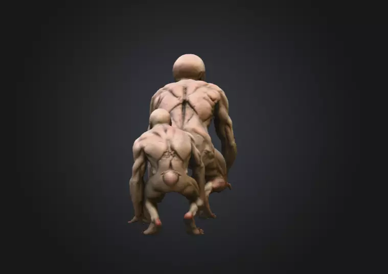 Crawling Mutant Low-poly 3D model_6