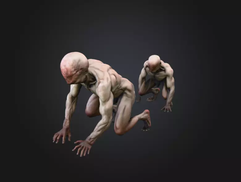 Crawling Mutant Low-poly 3D model_0