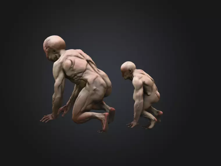 Crawling Mutant Low-poly 3D model_7