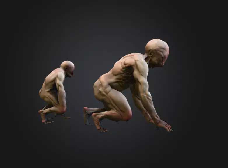 Crawling Mutant Low-poly 3D model_4