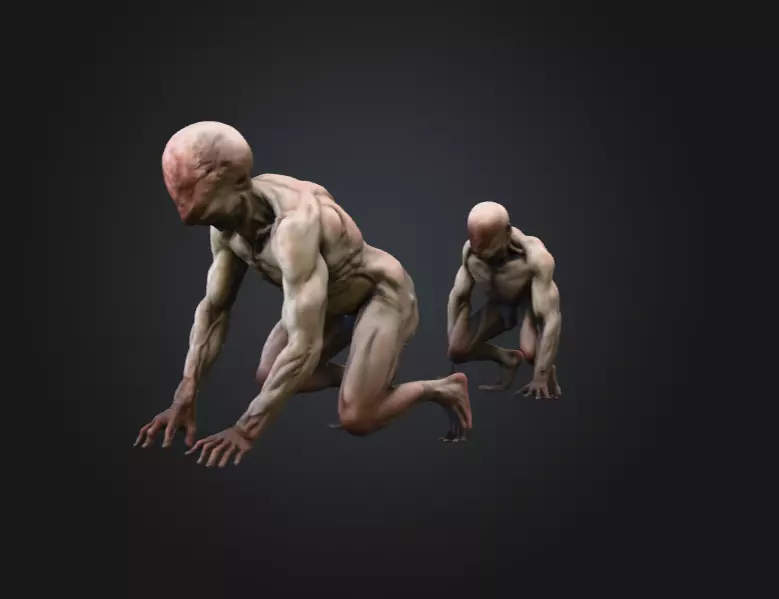Crawling Mutant Low-poly 3D model_1