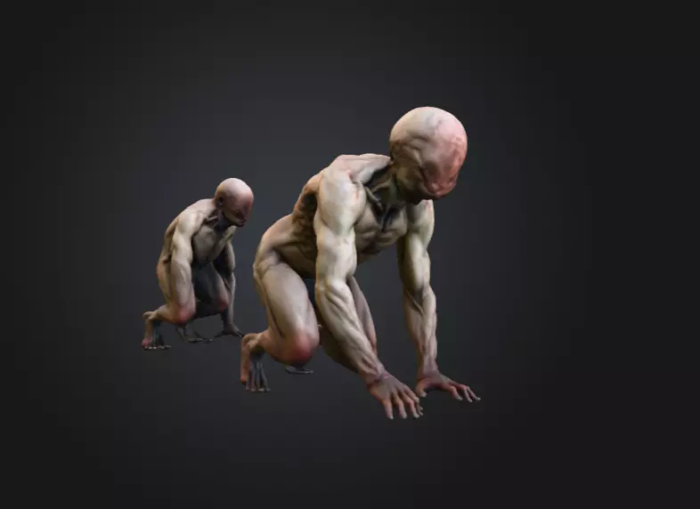 Crawling Mutant Low-poly 3D model_3