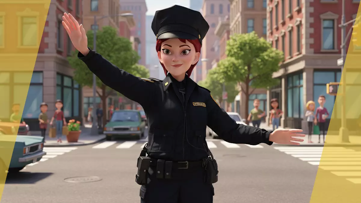 Stylized Female Police Officer Rigged woman cop Policewoman Free 3D model_3