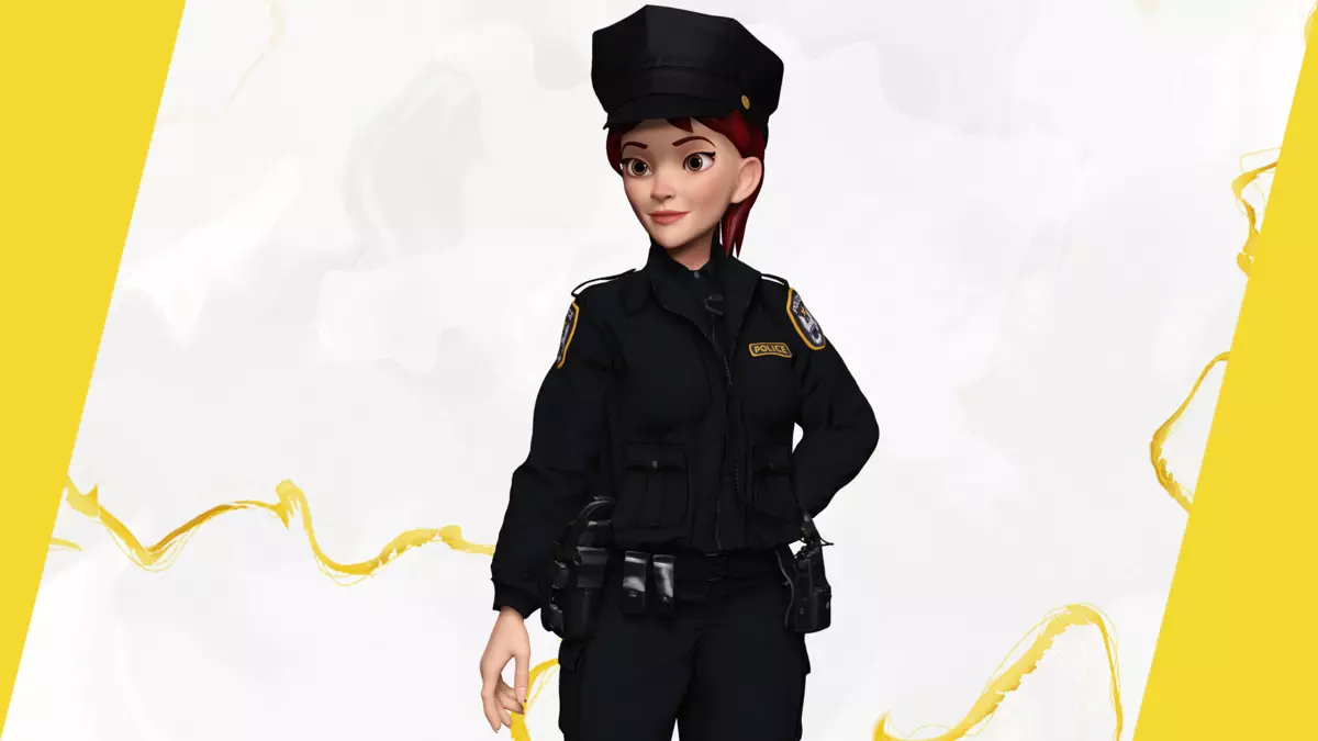 Stylized Female Police Officer Rigged woman cop Policewoman Free 3D model_1