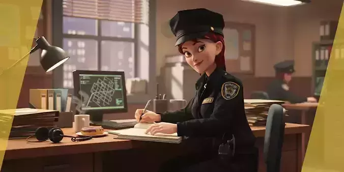 Stylized Female Police Officer Rigged woman cop Policewoman Free 3D model