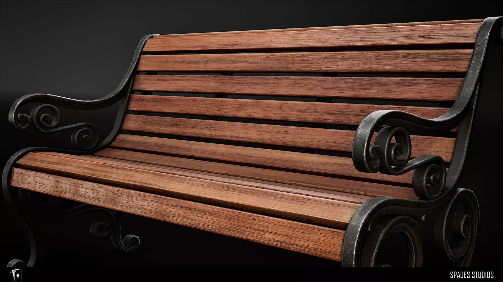 Victorian Garden Bench Low-poly 3D model_9