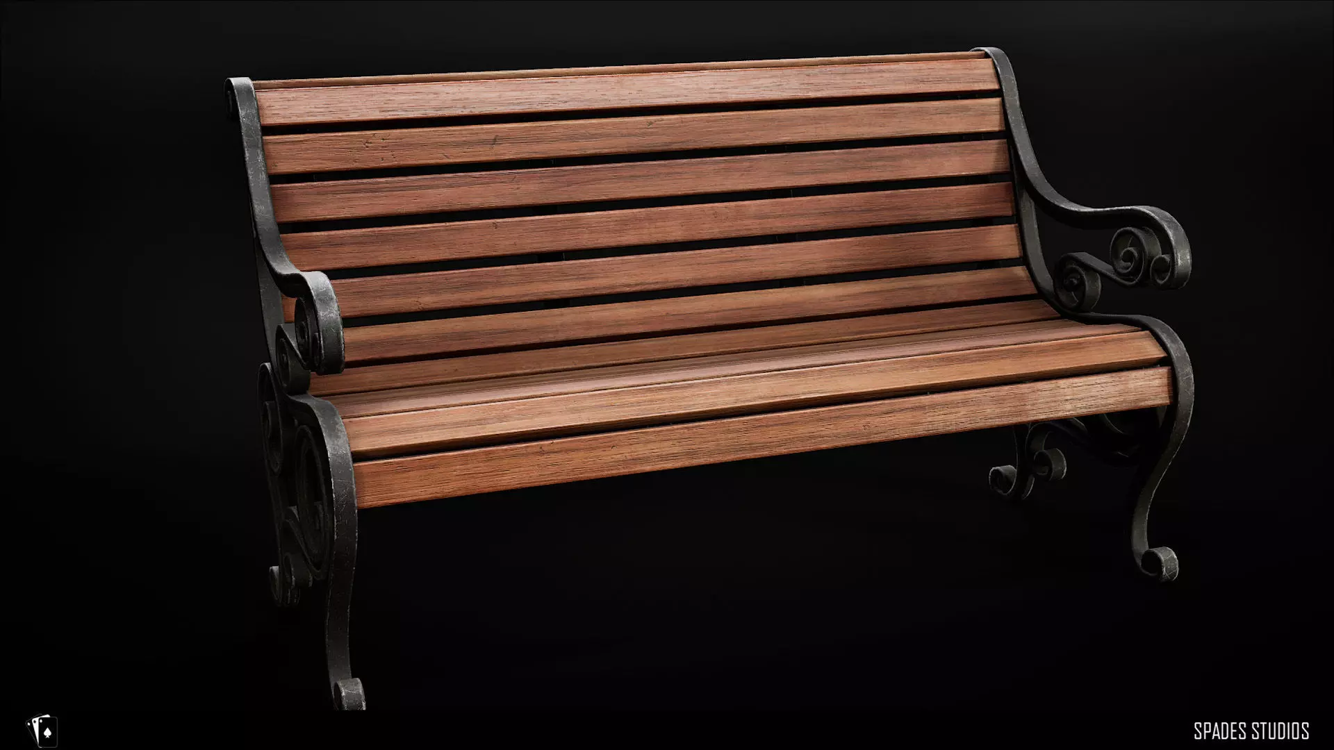 Victorian Garden Bench Low-poly 3D model_1