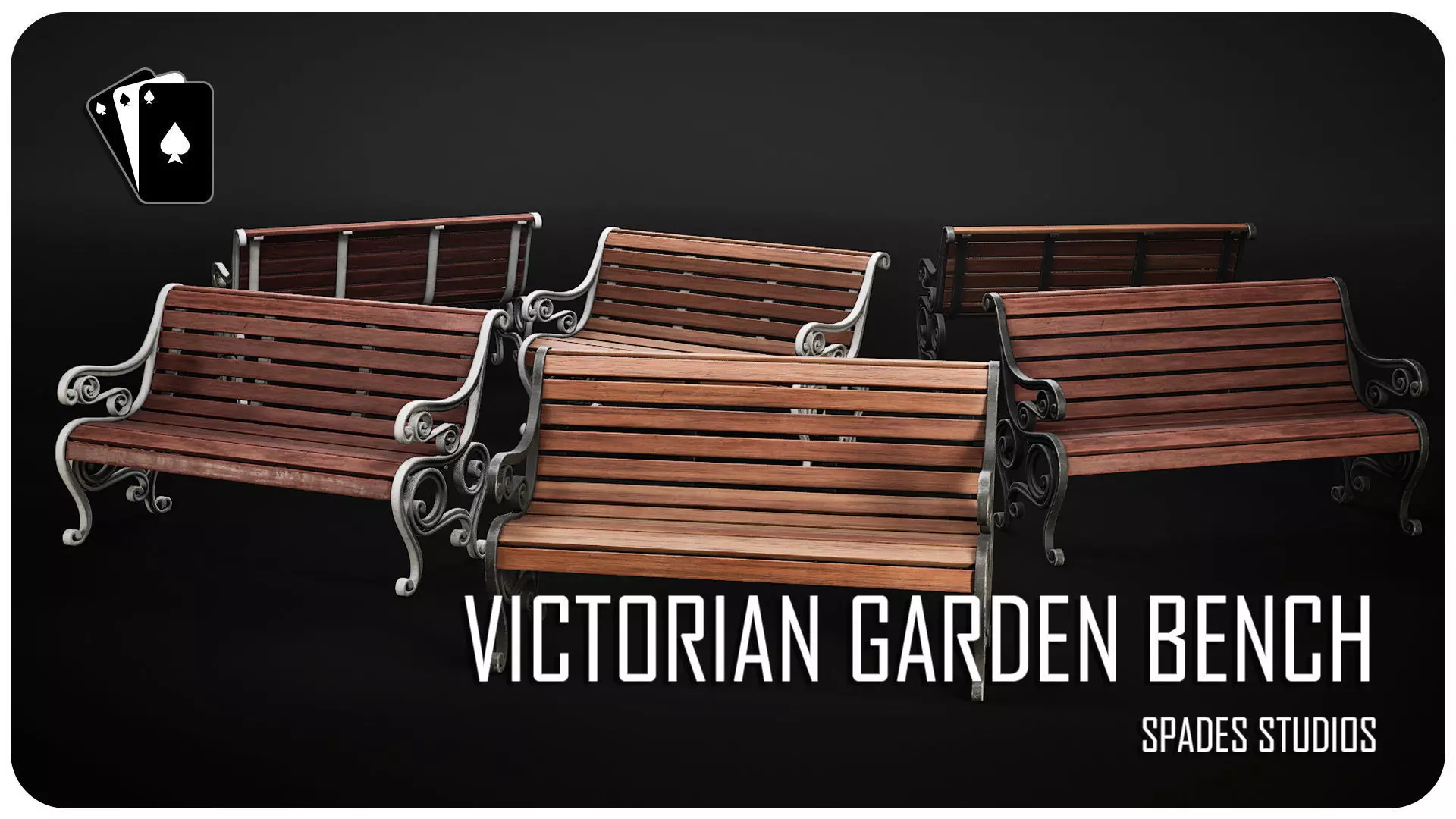 Victorian Garden Bench Low-poly 3D model_0