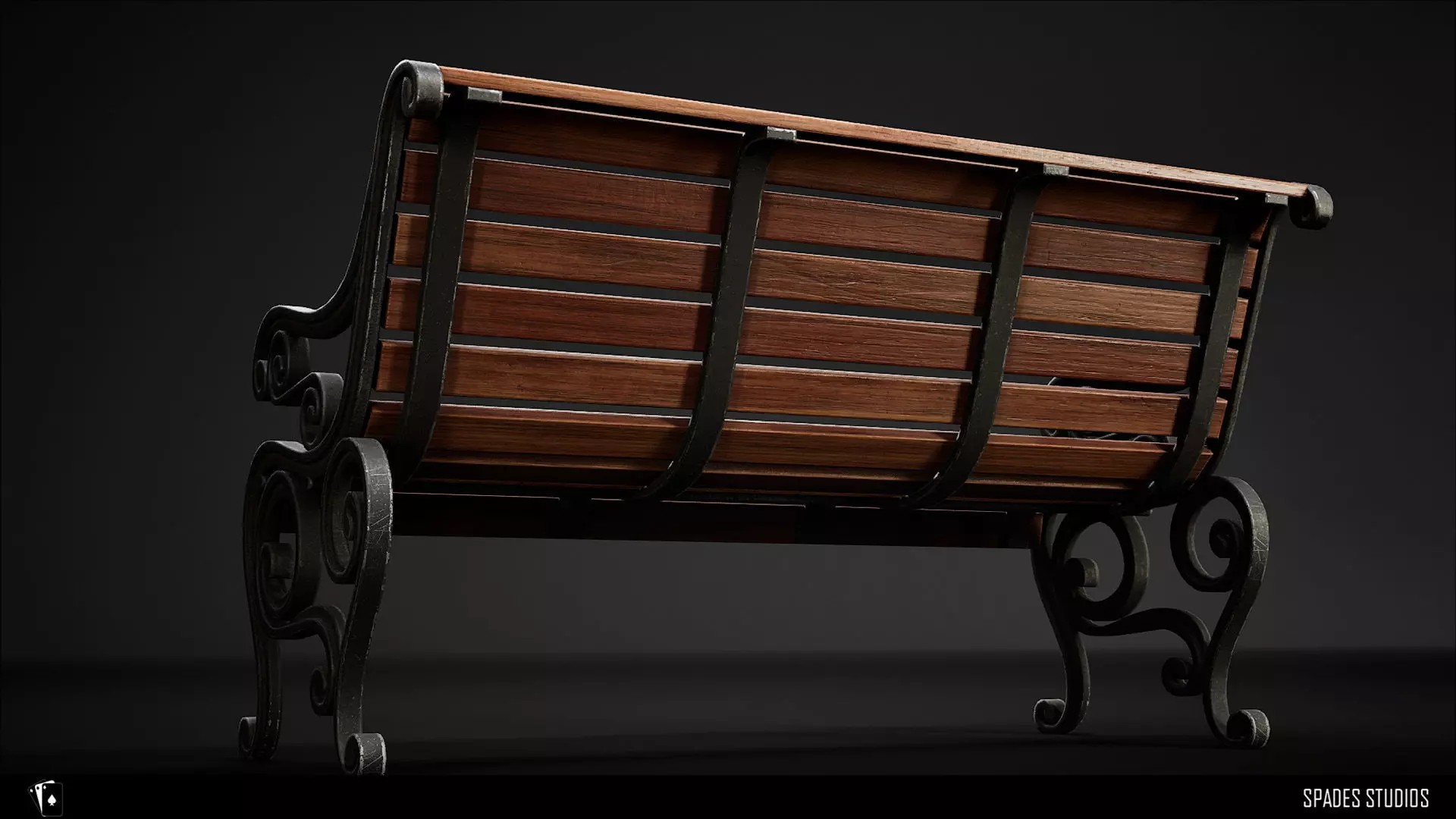 Victorian Garden Bench Low-poly 3D model_5