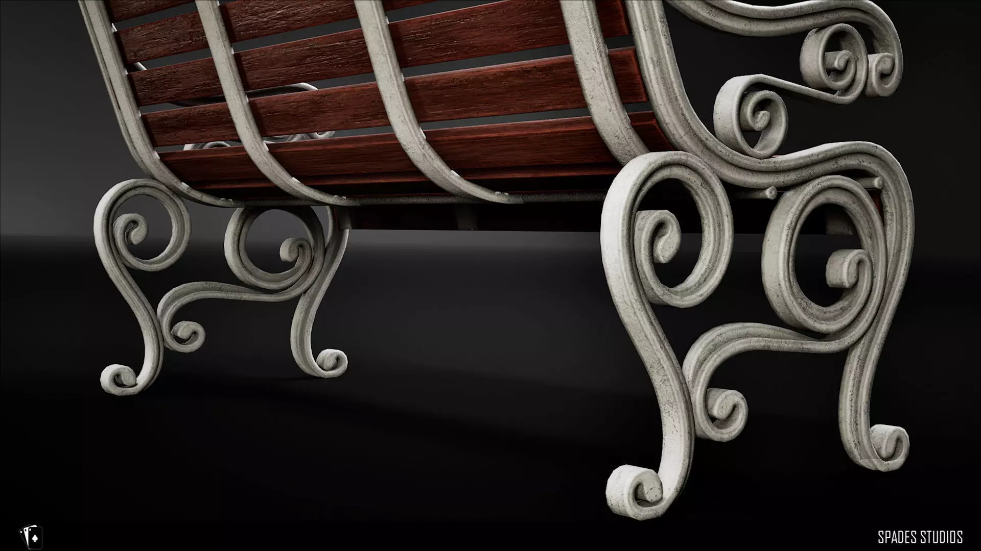 Victorian Garden Bench Low-poly 3D model_14