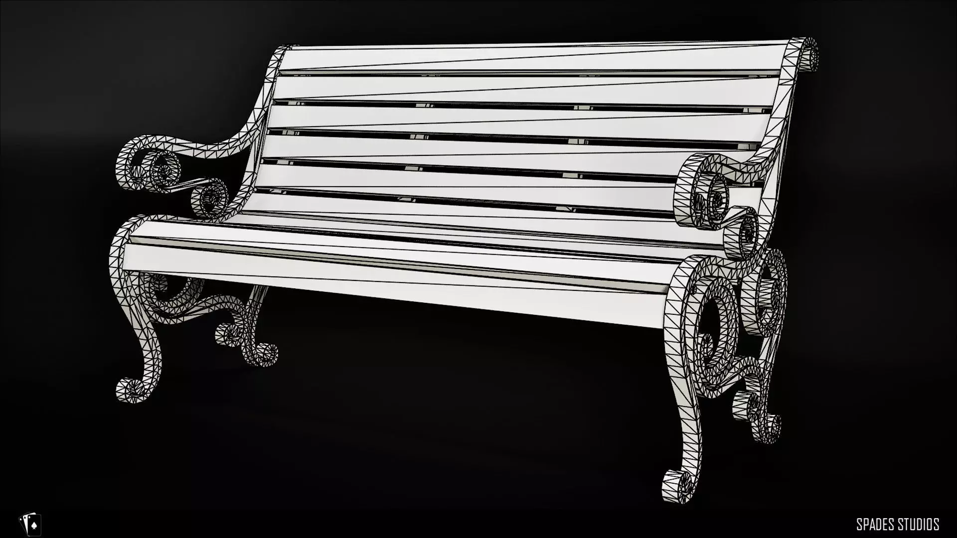 Victorian Garden Bench Low-poly 3D model_15