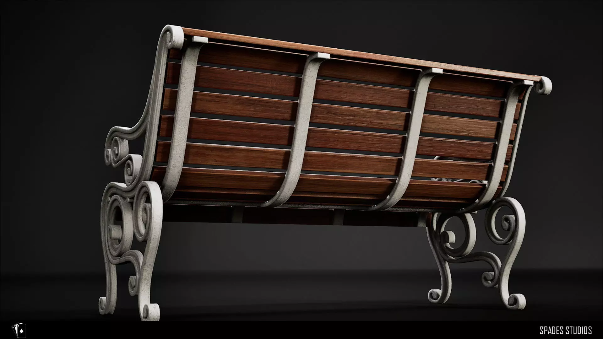 Victorian Garden Bench Low-poly 3D model_7