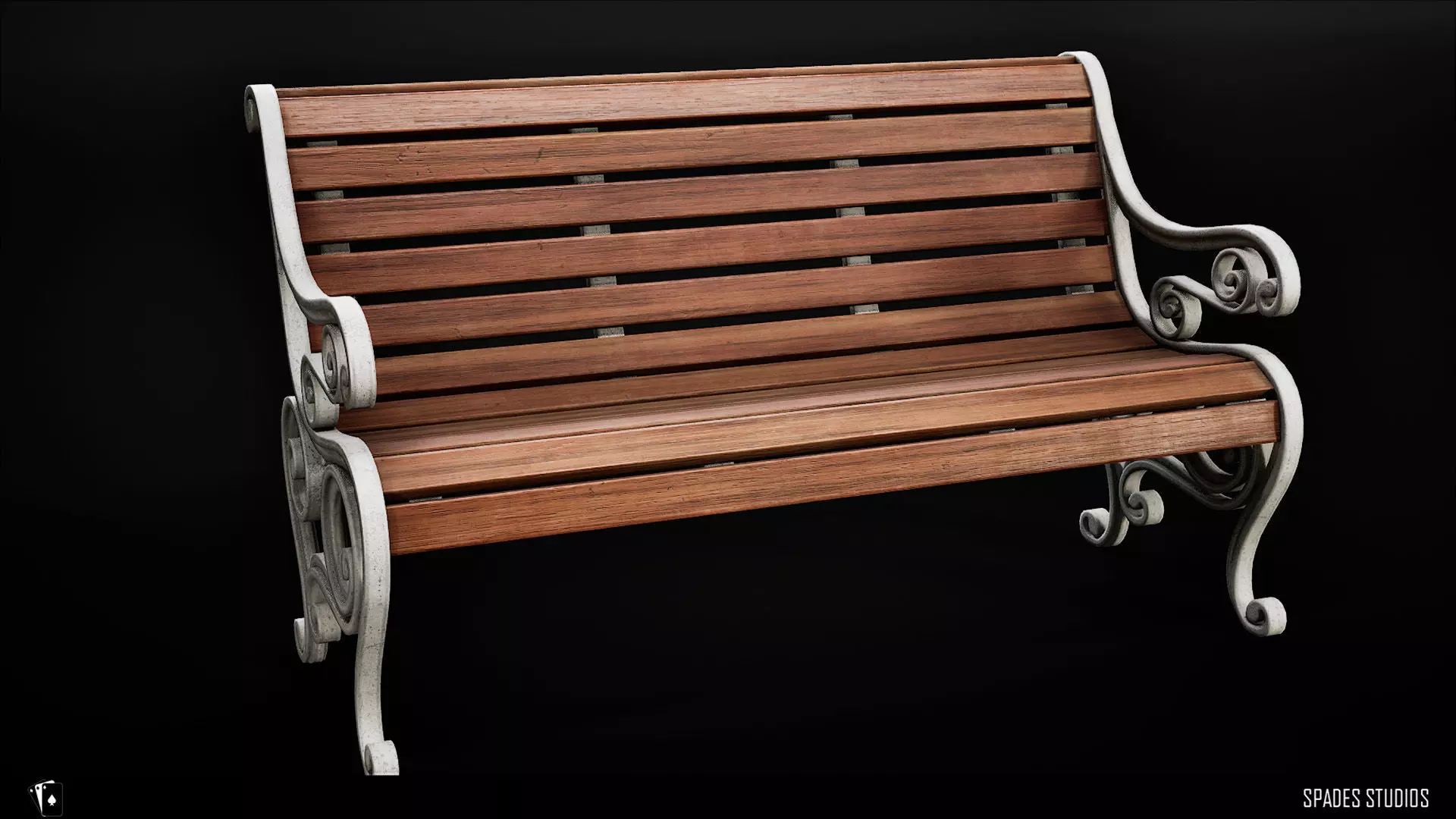 Victorian Garden Bench Low-poly 3D model_3