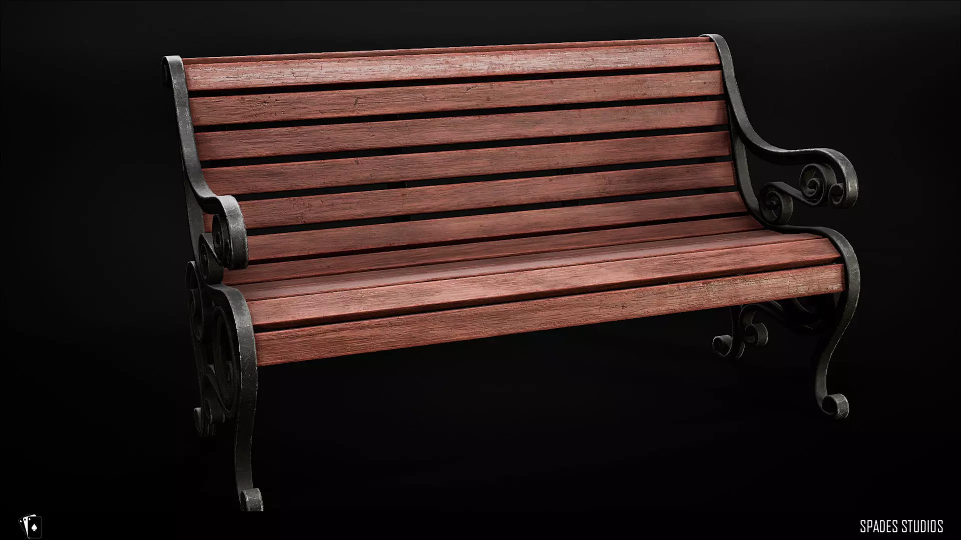 Victorian Garden Bench Low-poly 3D model_2