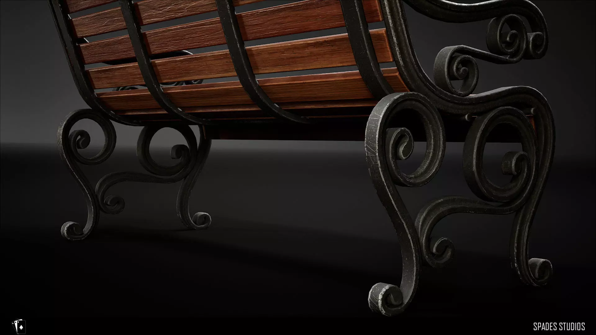 Victorian Garden Bench Low-poly 3D model_13