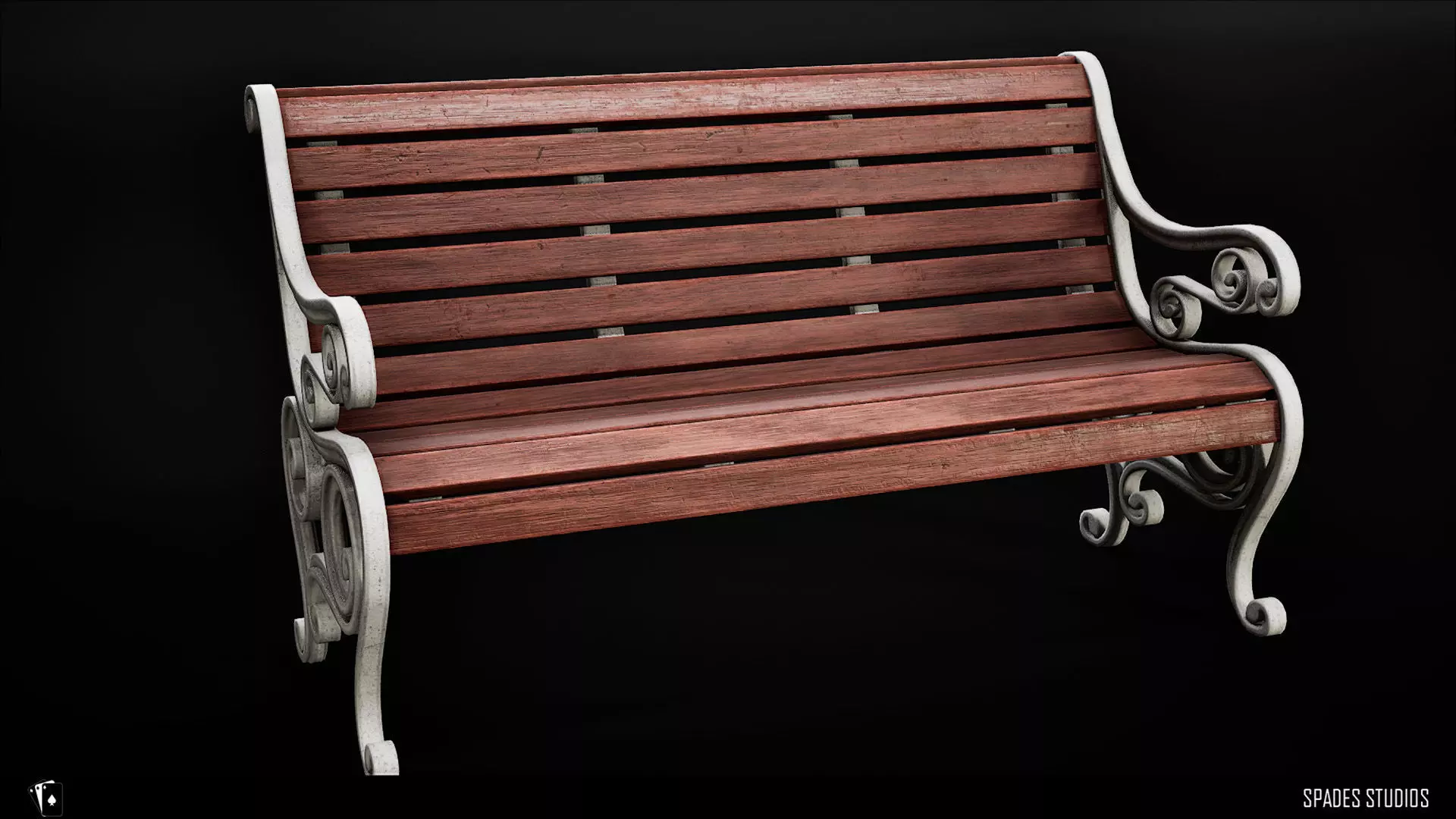 Victorian Garden Bench Low-poly 3D model_4