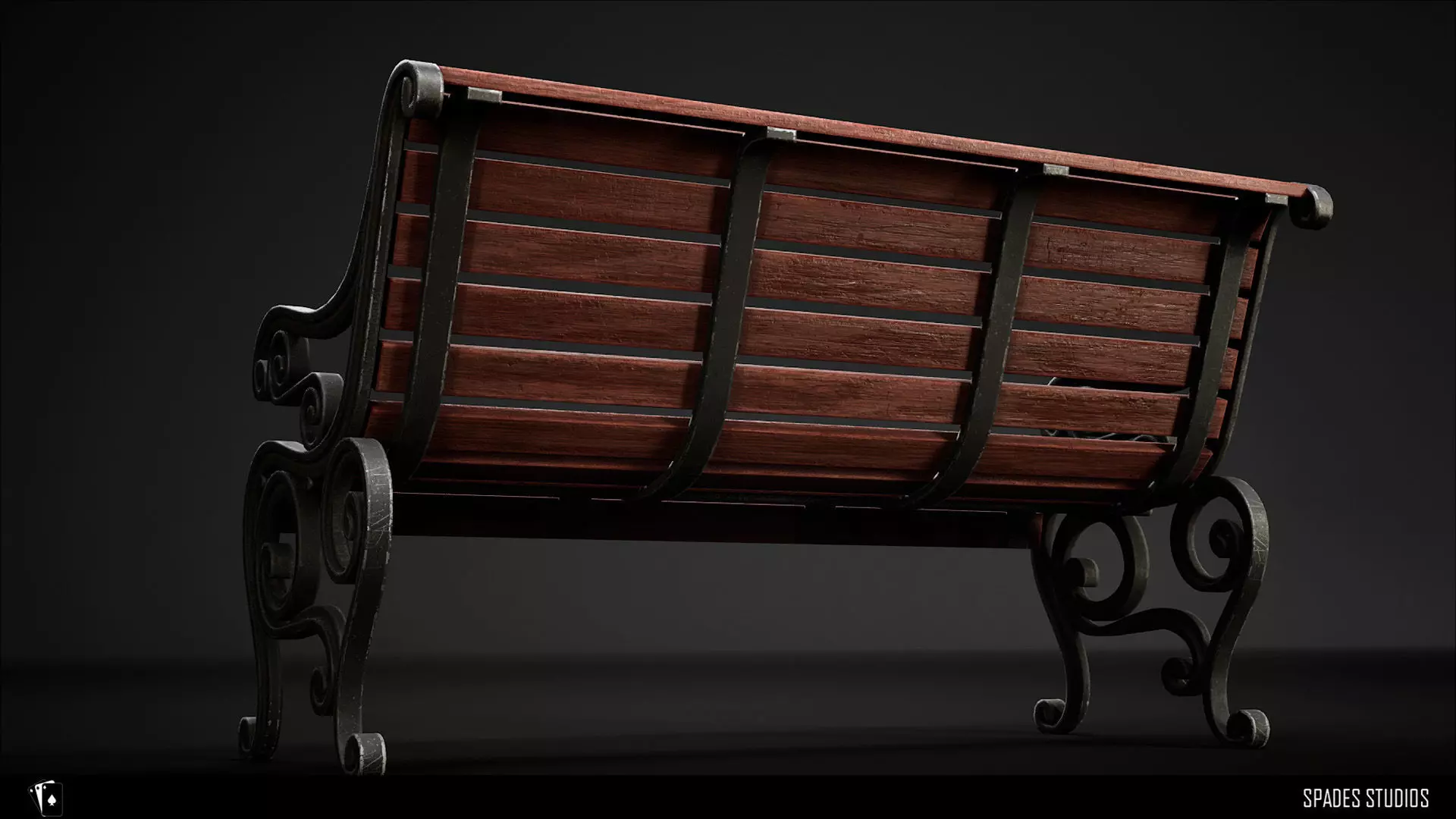 Victorian Garden Bench Low-poly 3D model_6