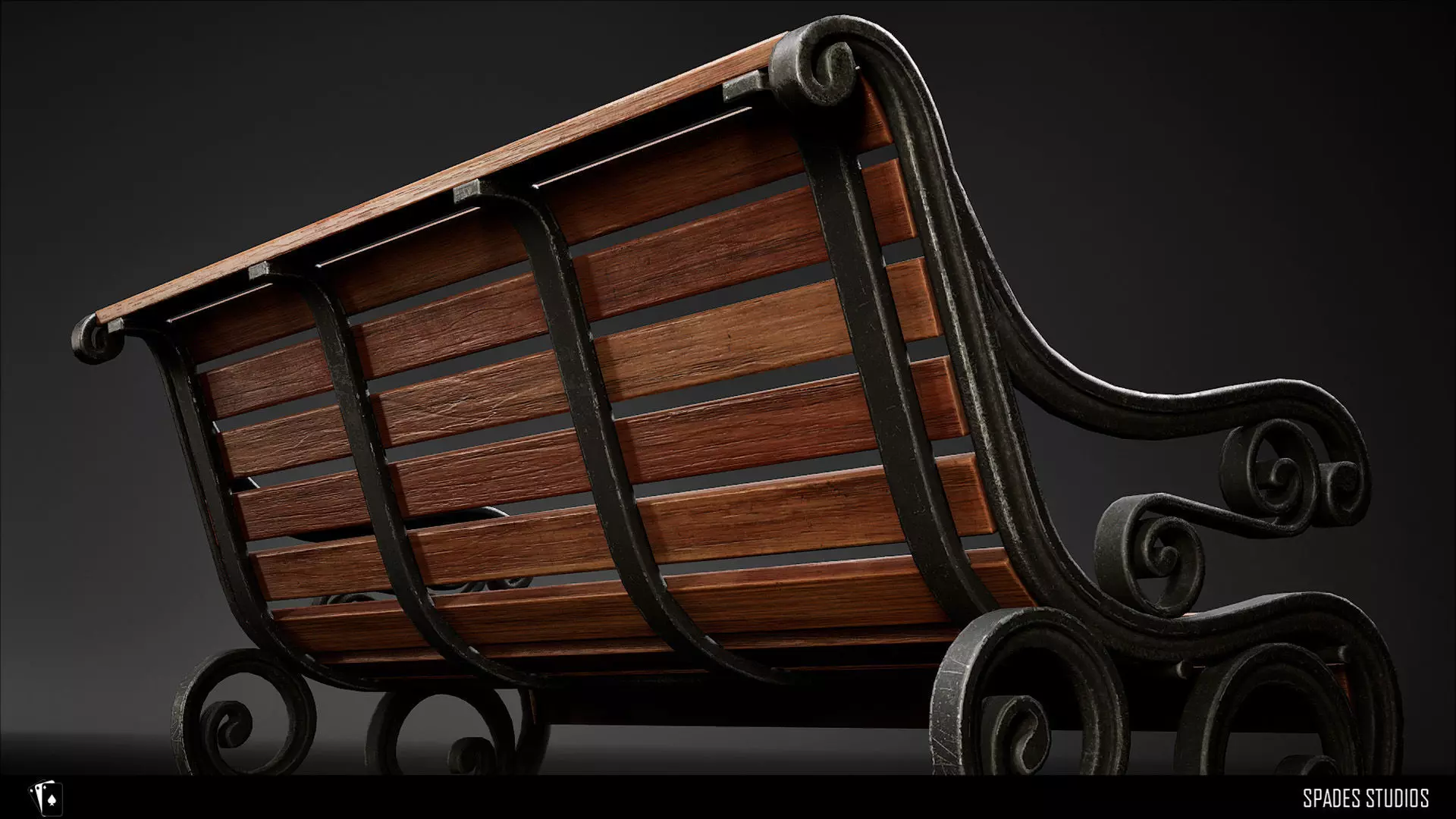 Victorian Garden Bench Low-poly 3D model_11