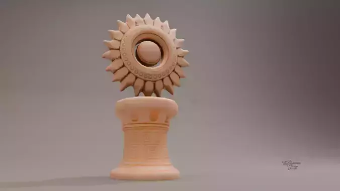 Ancient sculpture of the sun - Game optimized low poly