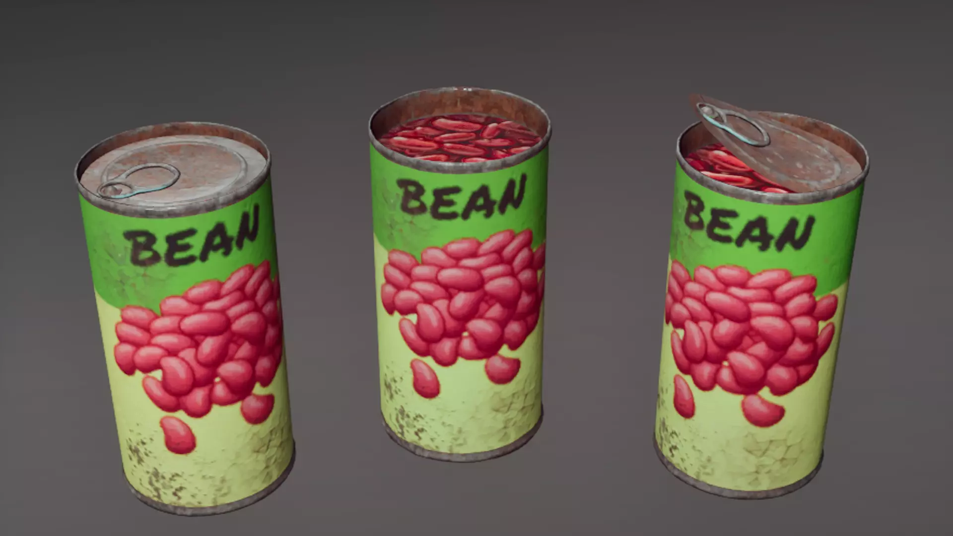 Old canned food set Low-poly 3D model_1
