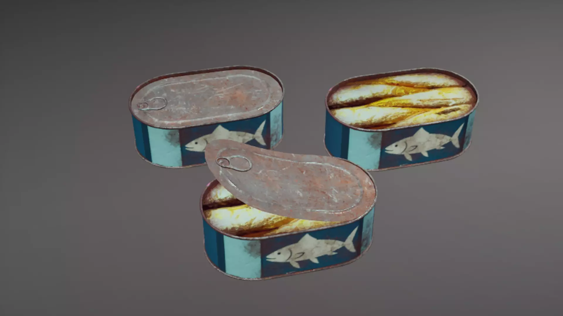 Old canned food set Low-poly 3D model_5