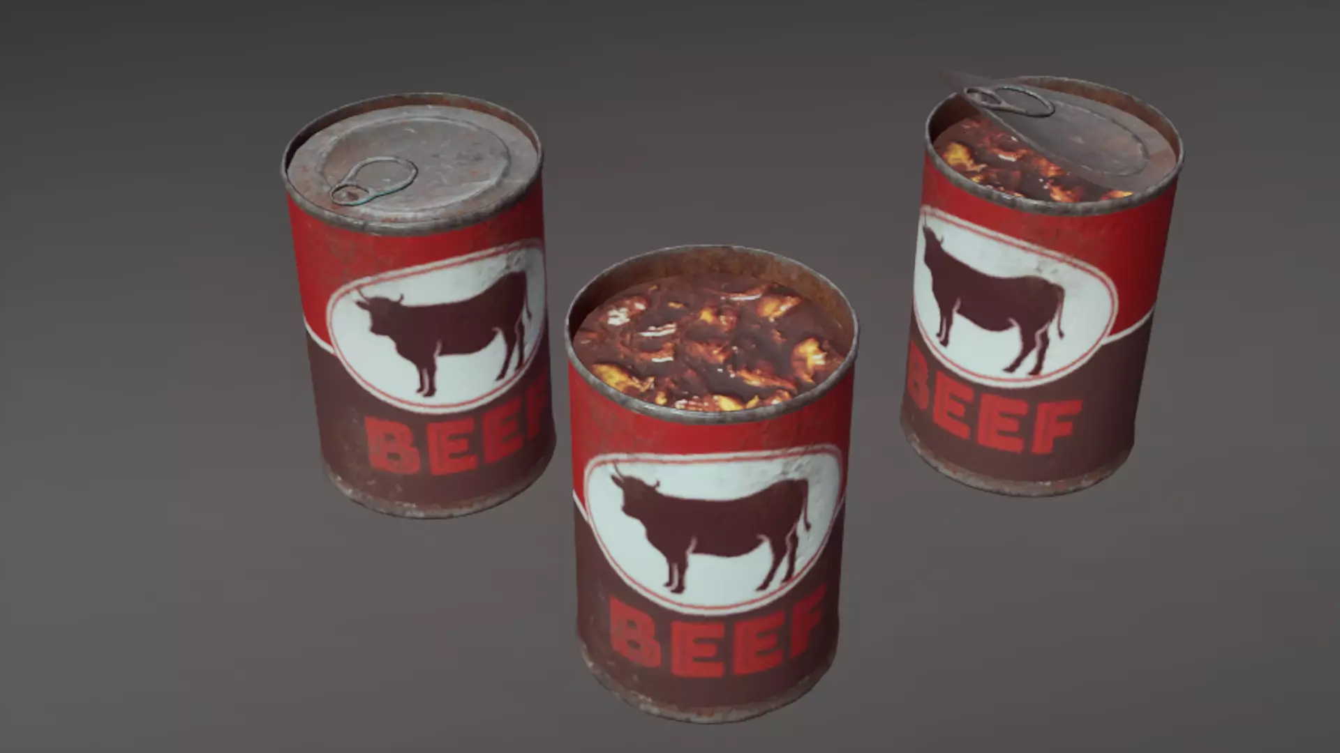 Old canned food set Low-poly 3D model_2