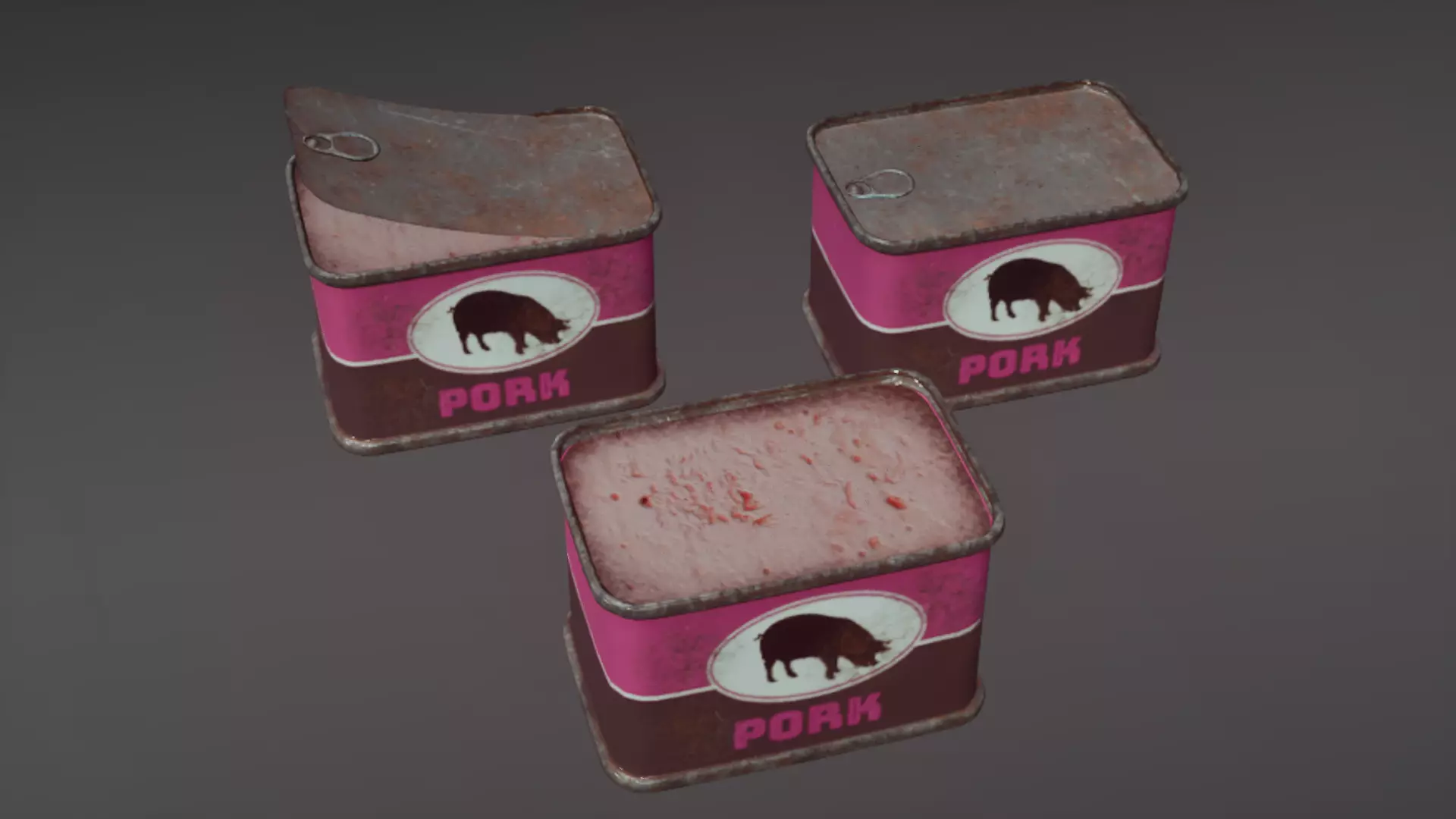 Old canned food set Low-poly 3D model_3