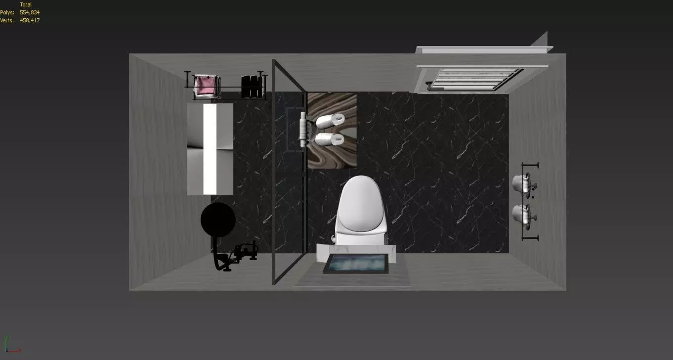Bathroom with Shower and Toilet Fixtures 3D model_8