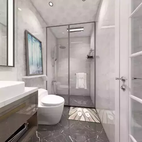 Bathroom with Shower and Toilet Fixtures
