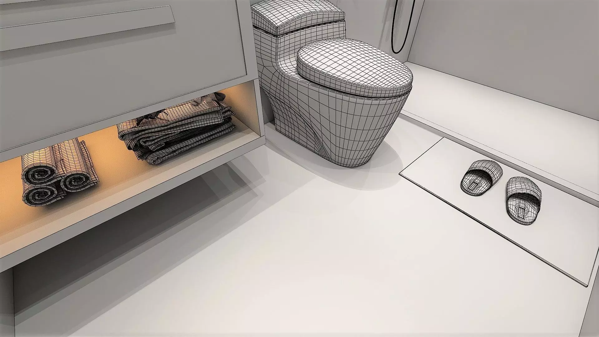 Bathroom with Shower and Toilet Fixtures 3D model_6